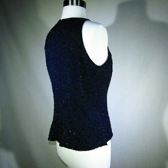 MAE AMI BLACK SEQUINED SLEEVELESS TOP - Picture 7 of 8